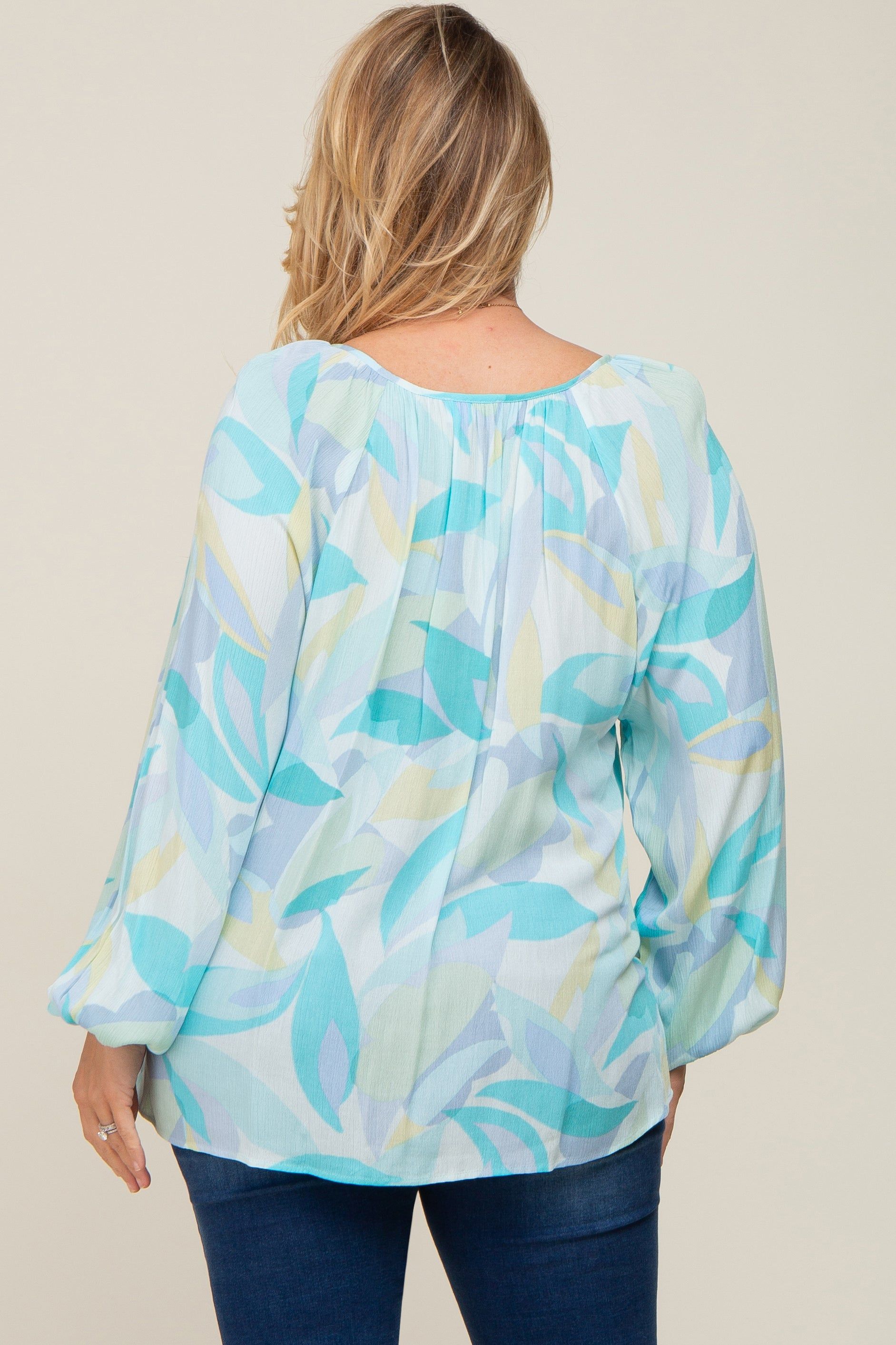 Blue Abstract Print Plus Maternity Blouse sold by Pinkblush product image thumbnail 3