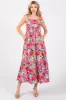 Multi-Color Floral Shoulder Tie Tiered Maternity Midi Dress sold by Pinkblush