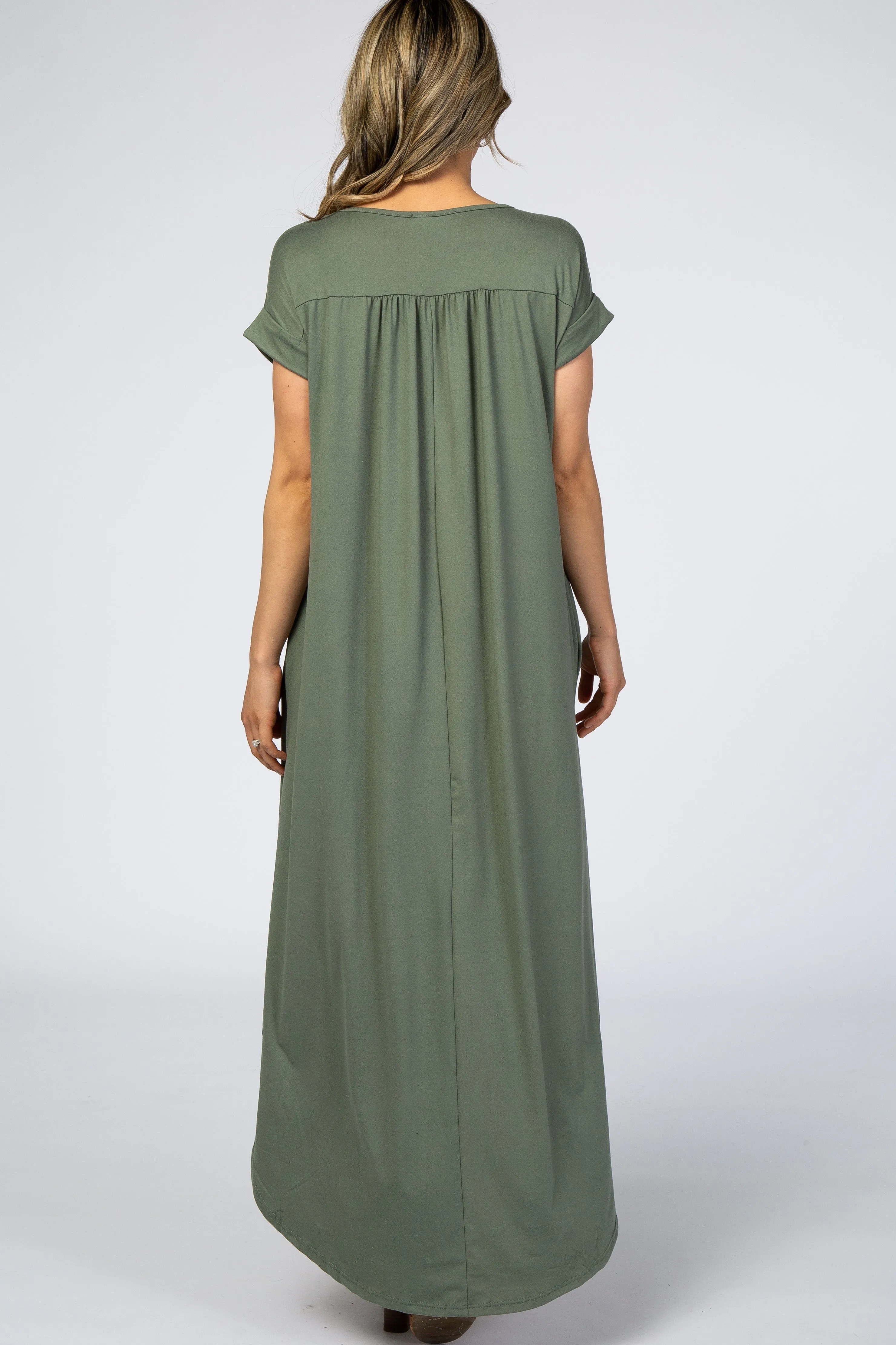 Olive Side Slit Maxi Dress sold by Pinkblush product image thumbnail 3