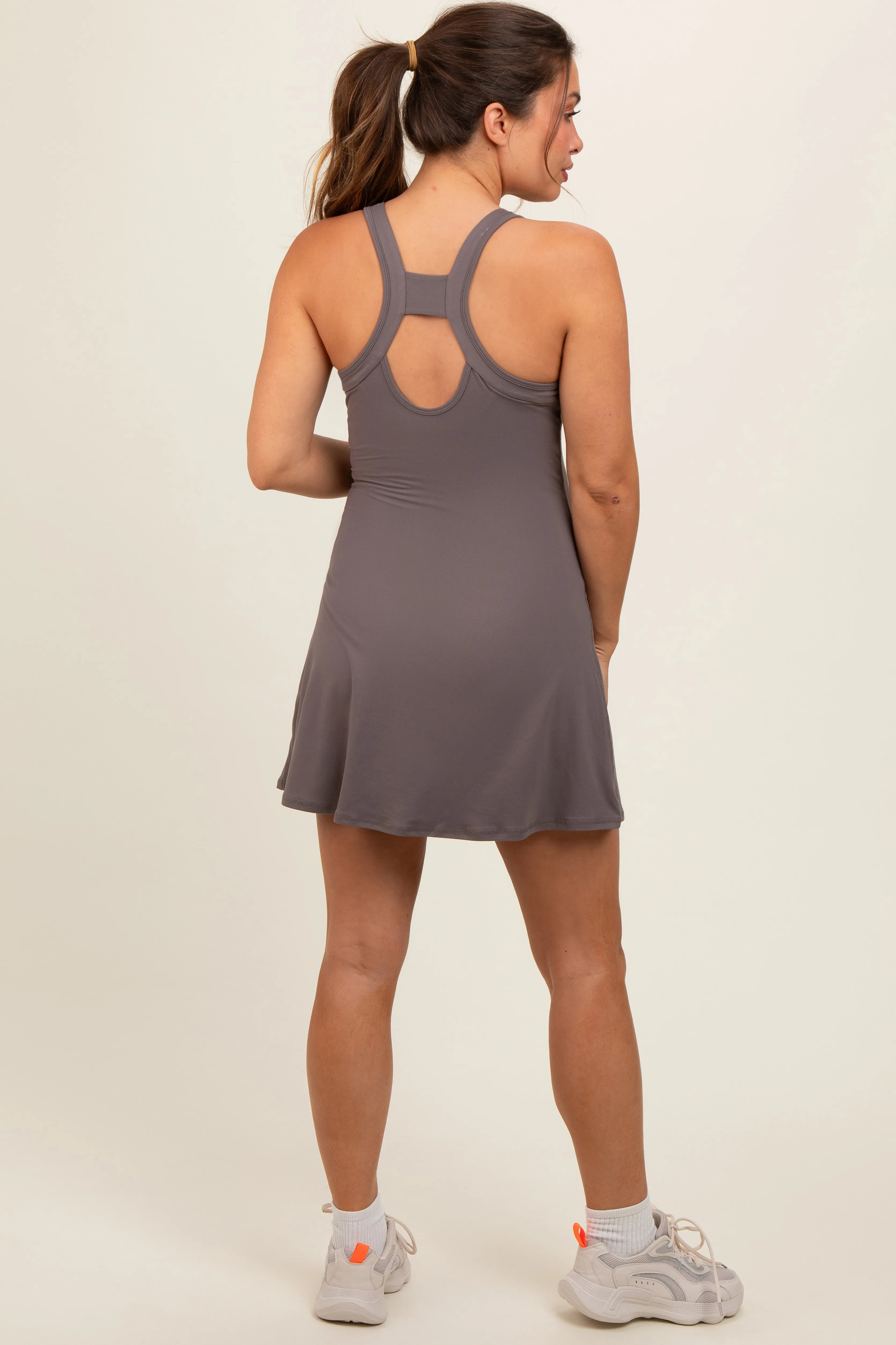 Mocha Tennis Racerback Maternity Romper Dress sold by Pinkblush product image thumbnail 4
