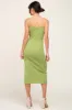 Light Olive Ribbed Knit Side Slit Midi Dress sold by Pinkblush