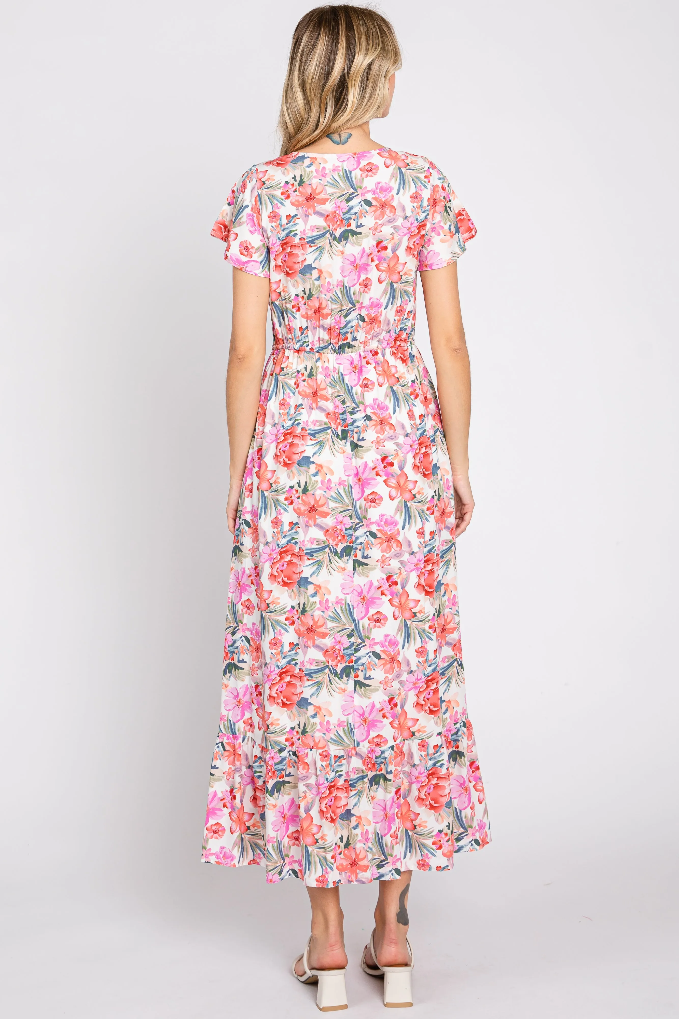 Ivory Multi-Color Floral Maxi Dress sold by Pinkblush product image thumbnail 3
