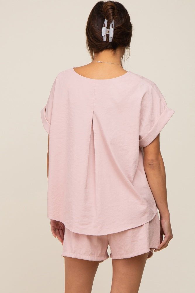 Light Pink Short Cuffed Sleeve Top and Short Maternity Set sold by Pinkblush product image thumbnail 5