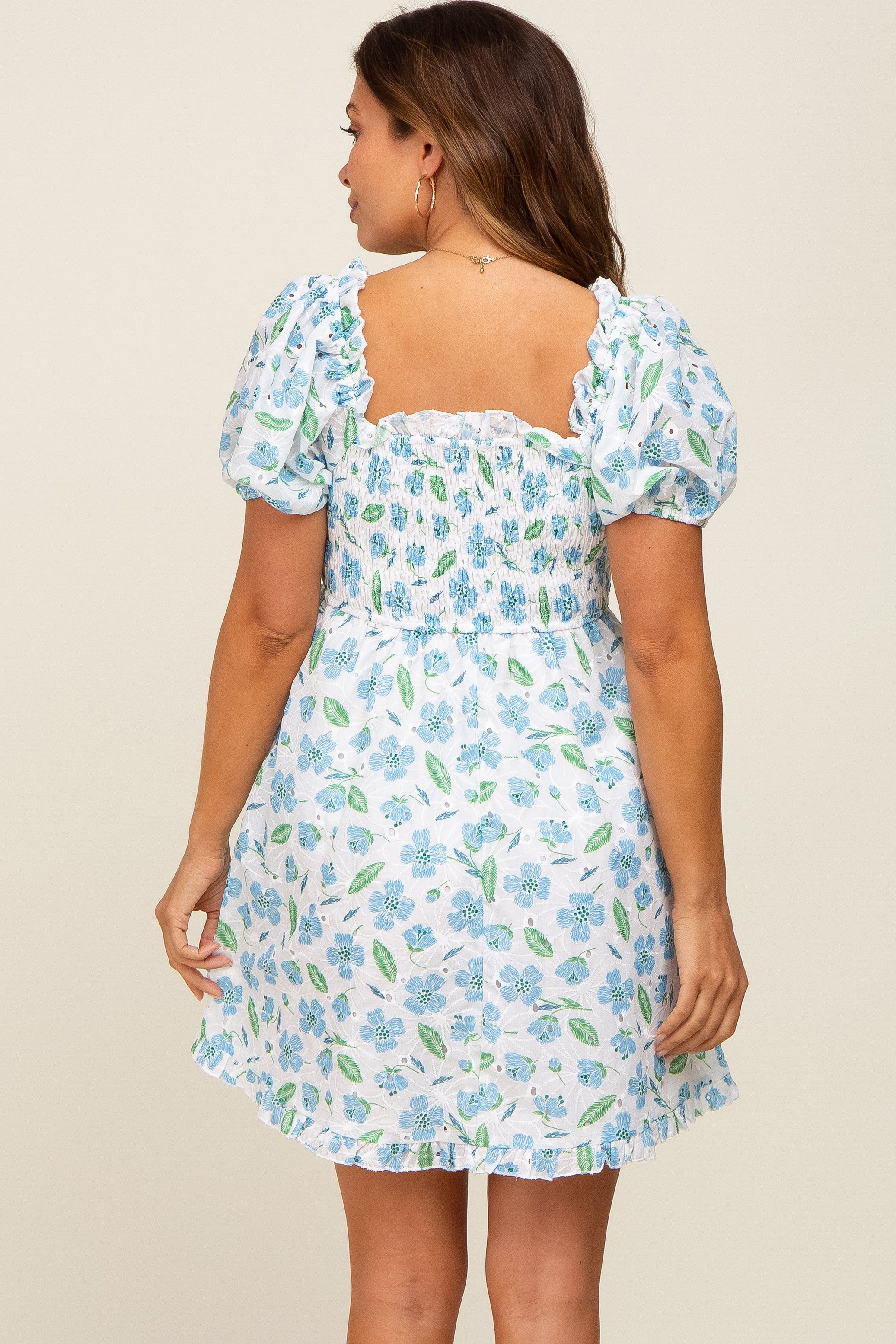 Blue Embroidered Eyelet Lace Maternity Dress sold by Pinkblush product image thumbnail 4