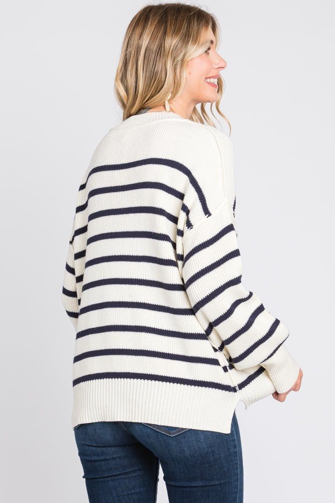 Cream Striped Long Sleeve Knit Sweater sold by Pinkblush product image thumbnail 4