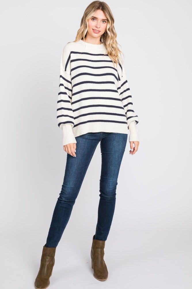 Cream Striped Long Sleeve Knit Sweater sold by Pinkblush product image thumbnail 5