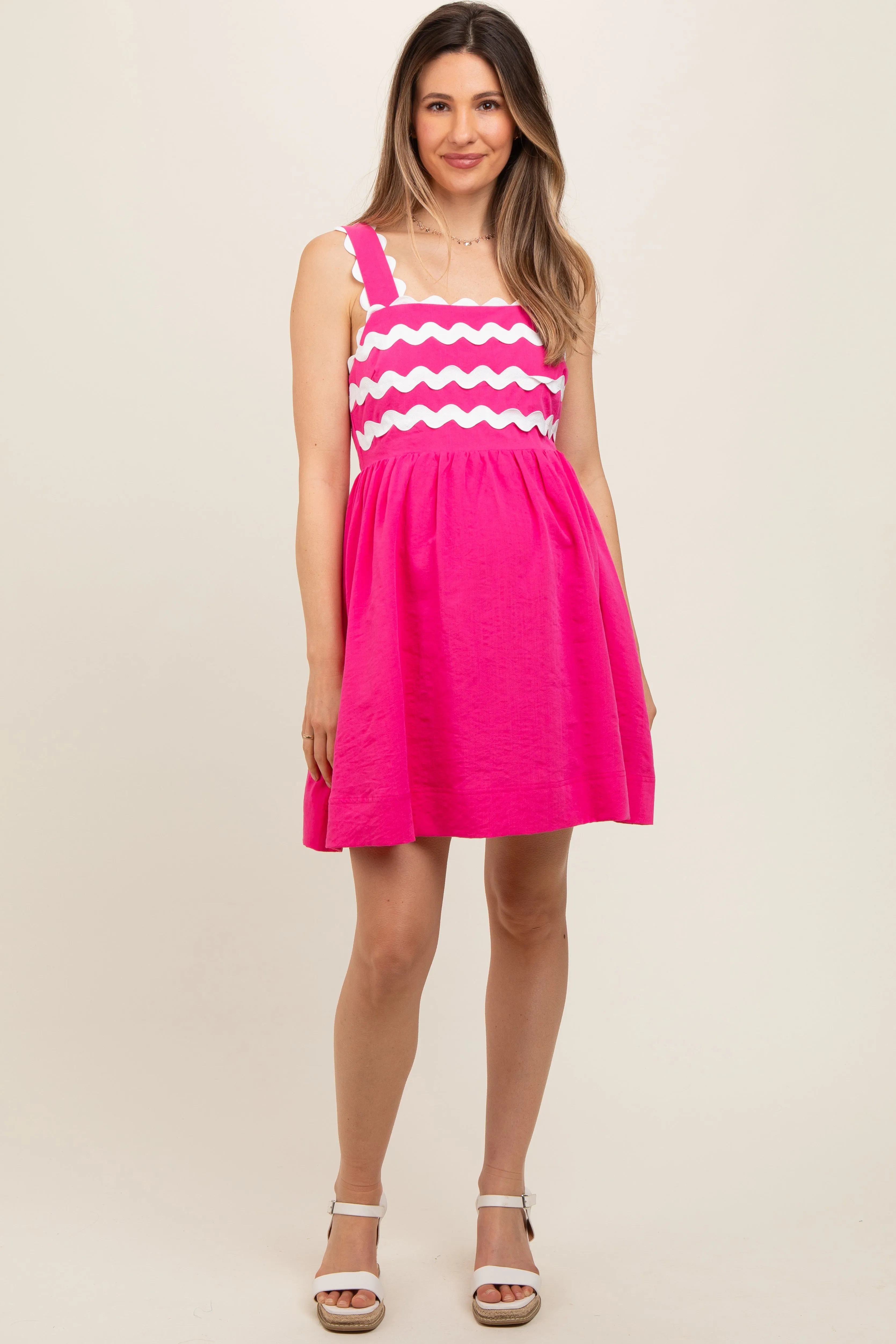 Fuchsia Ric Rack Accent Sleeveless Maternity Dress sold by Pinkblush product image thumbnail 2