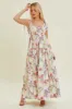Ivory Multi-Color Floral Smocked Tiered Maternity Maxi Dress sold by Pinkblush