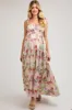 Ivory Multi-Color Floral Smocked Tiered Maternity Maxi Dress sold by Pinkblush