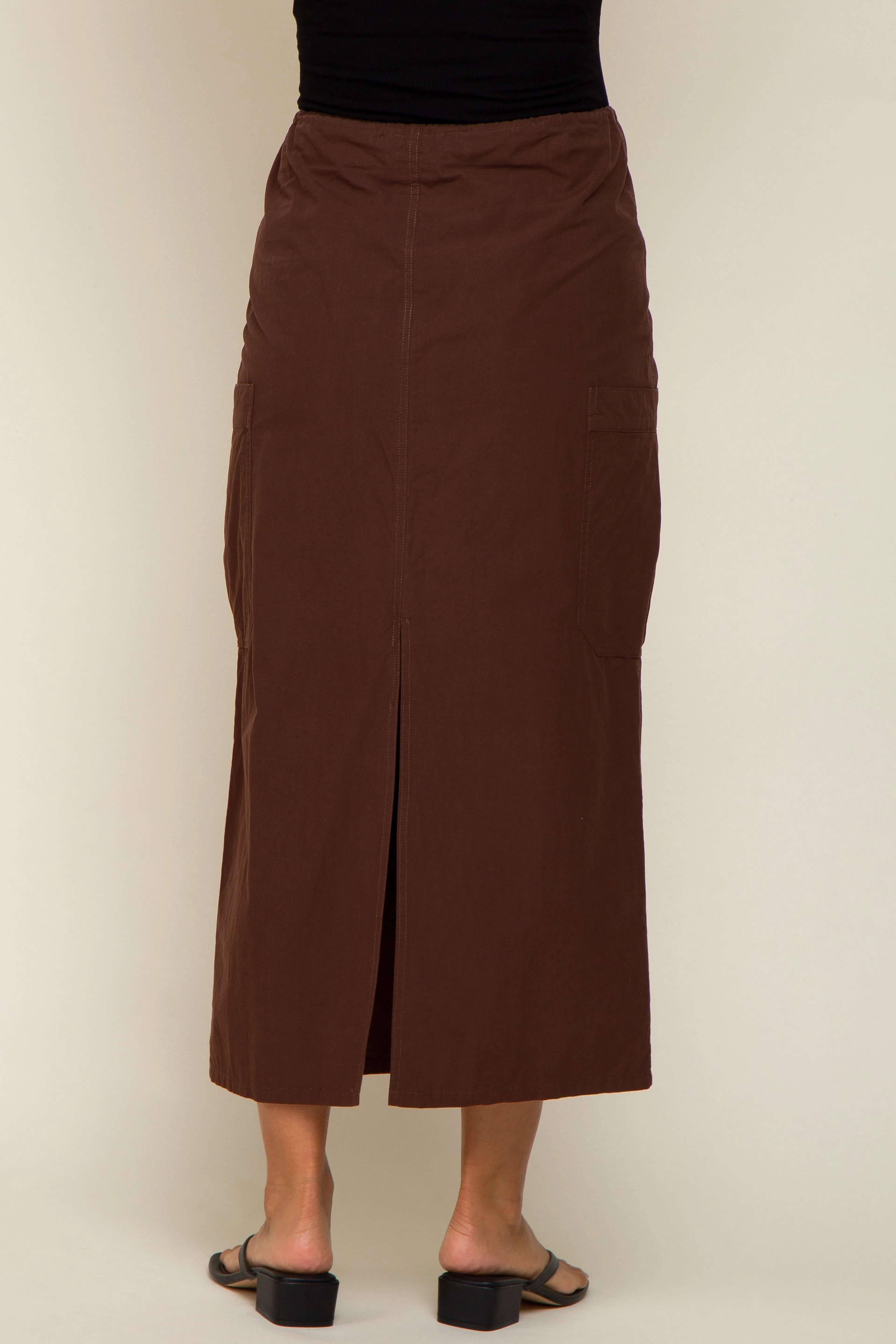 Brown Drawstring Pocket Maternity Maxi Skirt sold by Pinkblush product image thumbnail 5