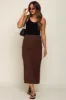 Brown Drawstring Pocket Maternity Maxi Skirt sold by Pinkblush