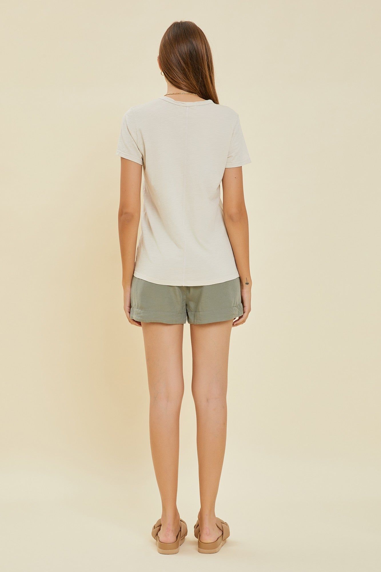 Beige Slub Knit Cropped T-Shirt sold by Pinkblush product image thumbnail 2