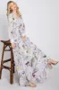 Lavender Floral Chiffon Long Sleeve Pleated Maternity Maxi Dress sold by Pinkblush