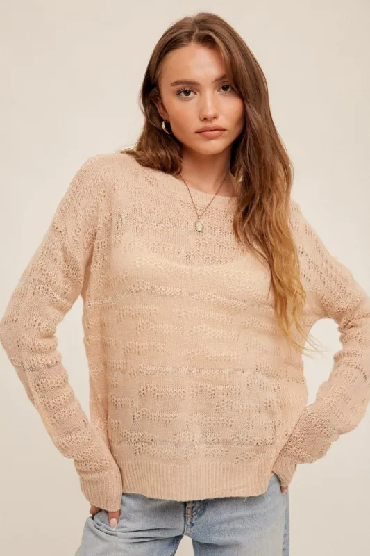 Light Pink Striped Open Knit Top sold by Pinkblush