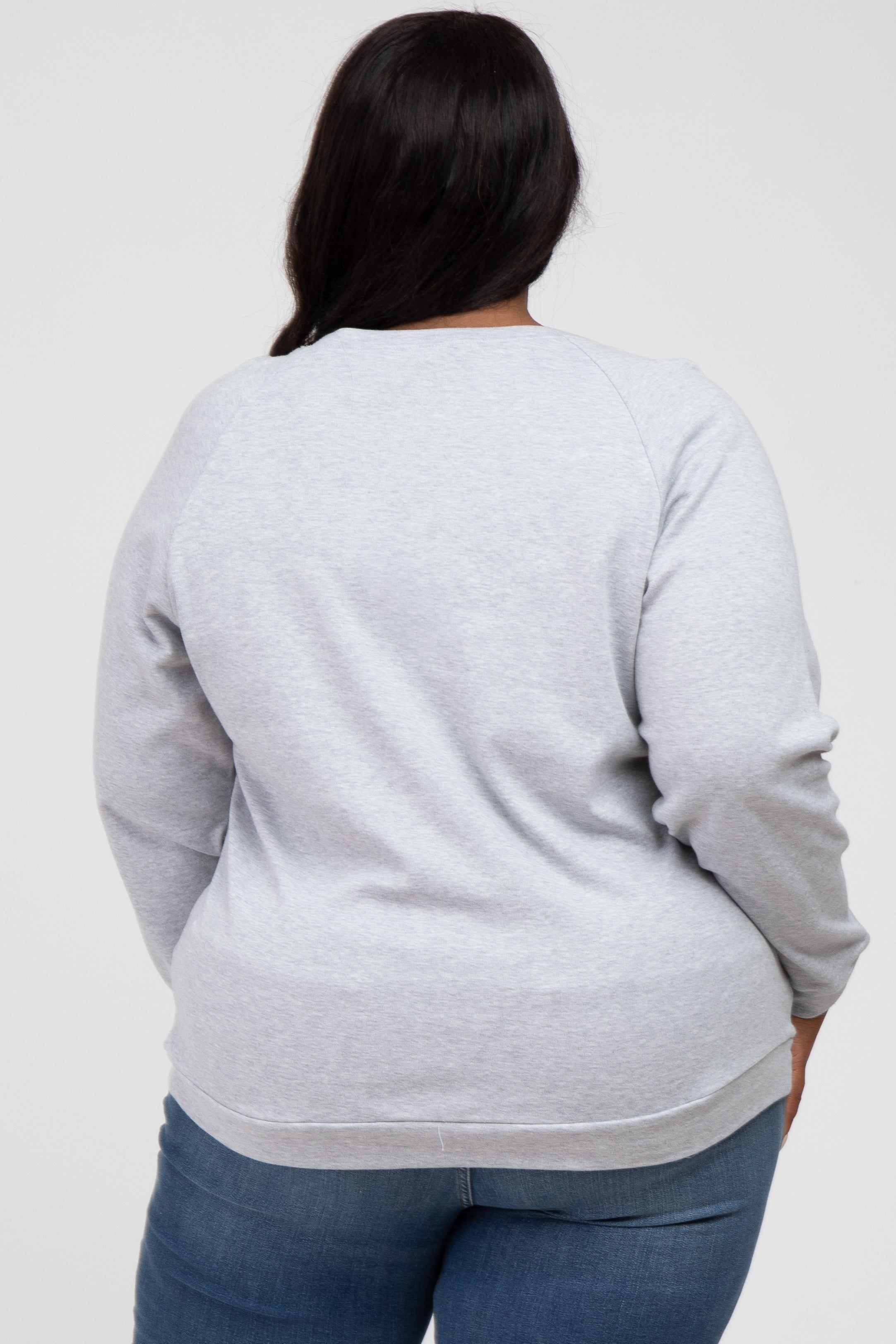 Heather Grey Crew Neck Long Sleeve Plus Top sold by Pinkblush product image thumbnail 3