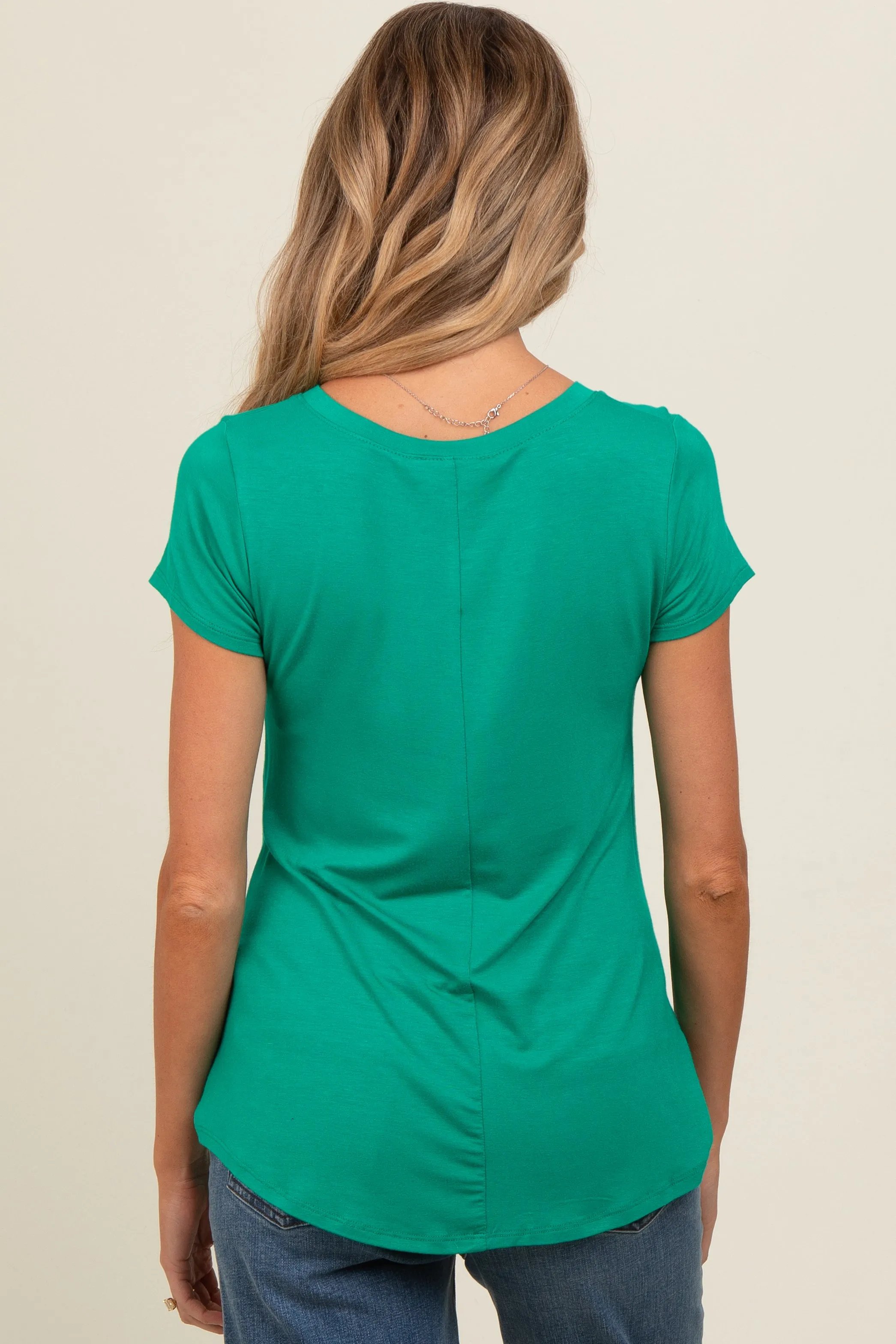 Green Basic V-Neck Short Sleeve Maternity Top sold by Pinkblush product image thumbnail 2