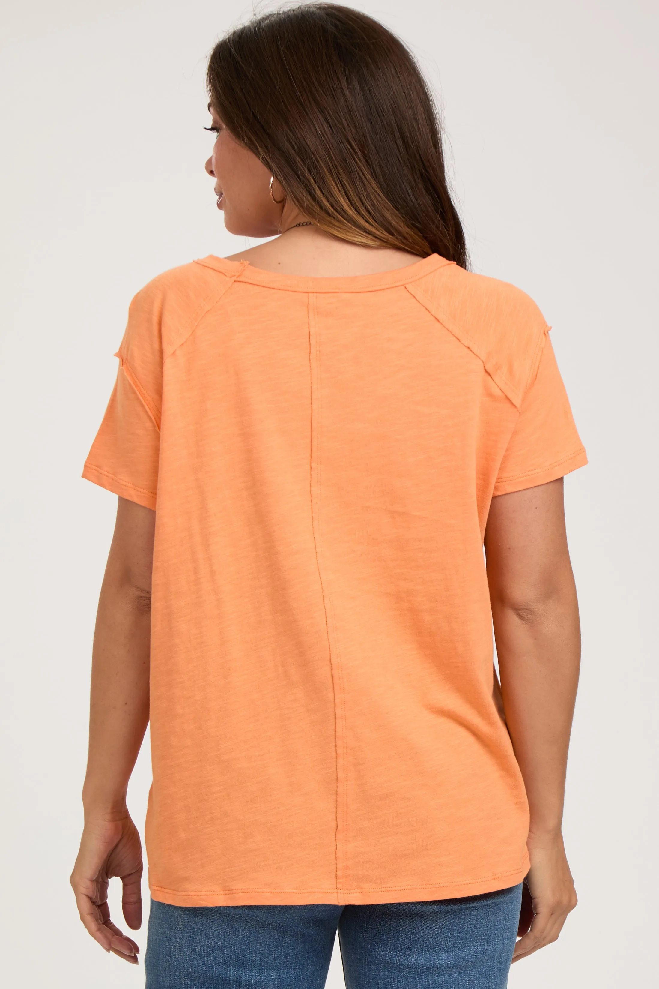 Orange Raw Hem Maternity Short Sleeve Top sold by Pinkblush product image thumbnail 4