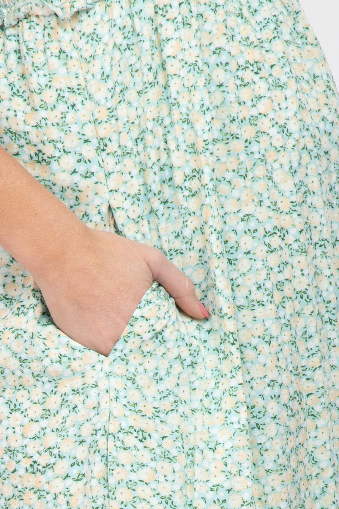 Mint Floral Sweetheart Neck Maternity Midi Dress sold by Pinkblush product image thumbnail 4