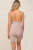 Taupe Rib Knit Sleeveless Maternity Romper sold by Pinkblush