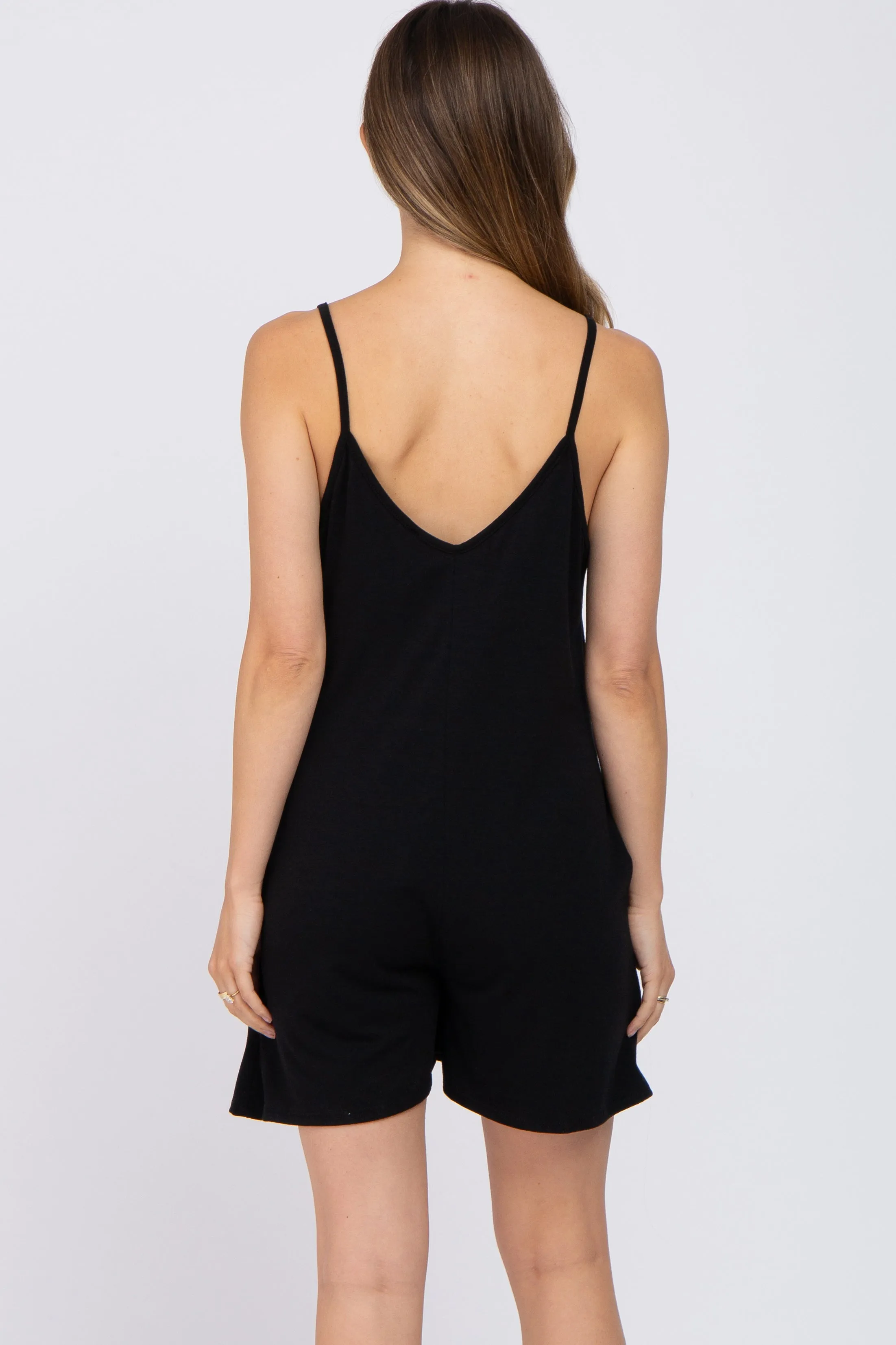 Black V-Neck Basic Maternity Romper sold by Pinkblush product image thumbnail 3