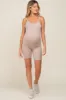 Taupe Rib Knit Sleeveless Maternity Romper sold by Pinkblush