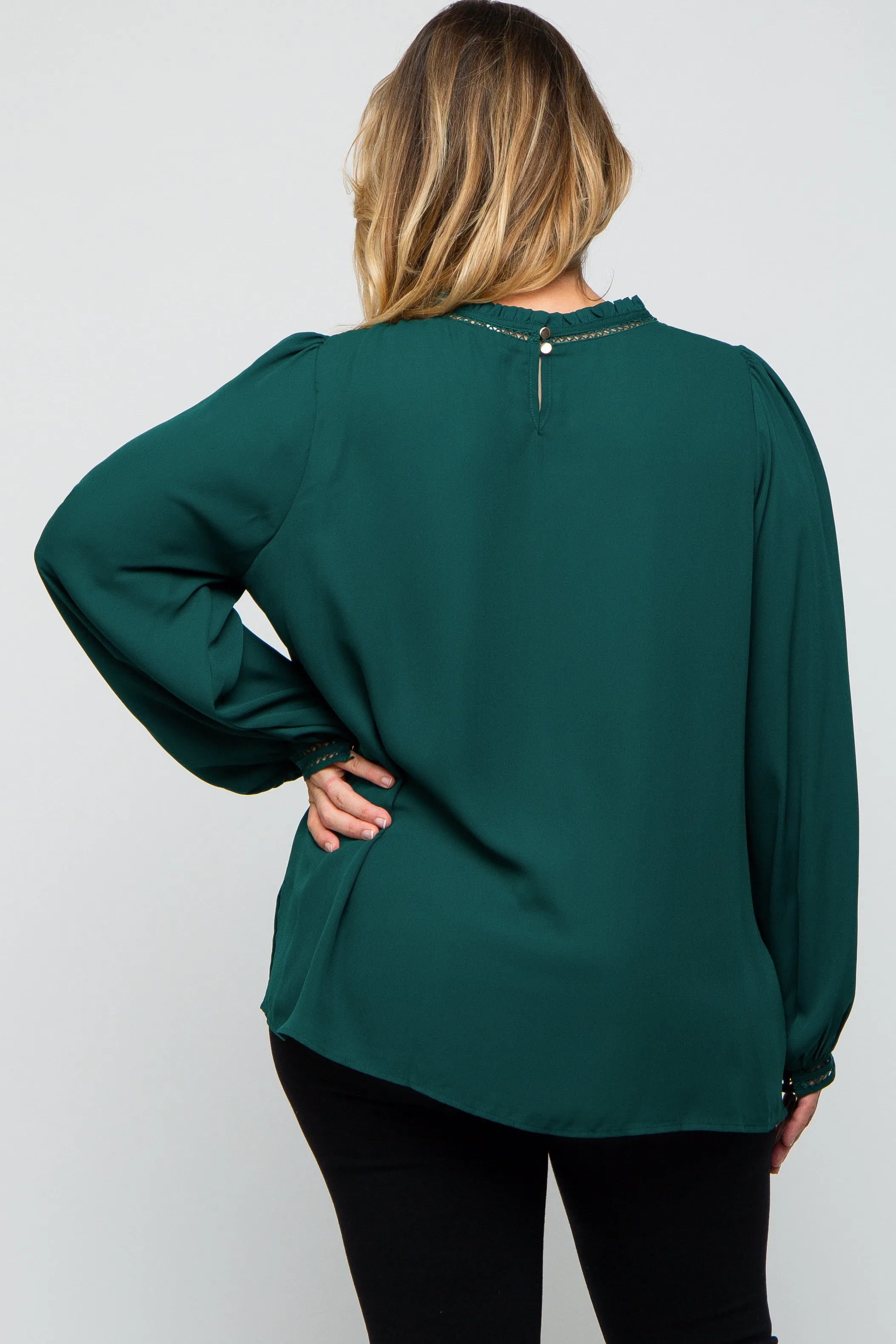 Forest Green Crochet Trim Maternity Plus Blouse sold by Pinkblush product image thumbnail 3