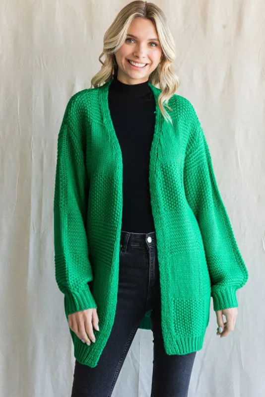Green Chunky Knit Oversized Cardigan sold by Pinkblush