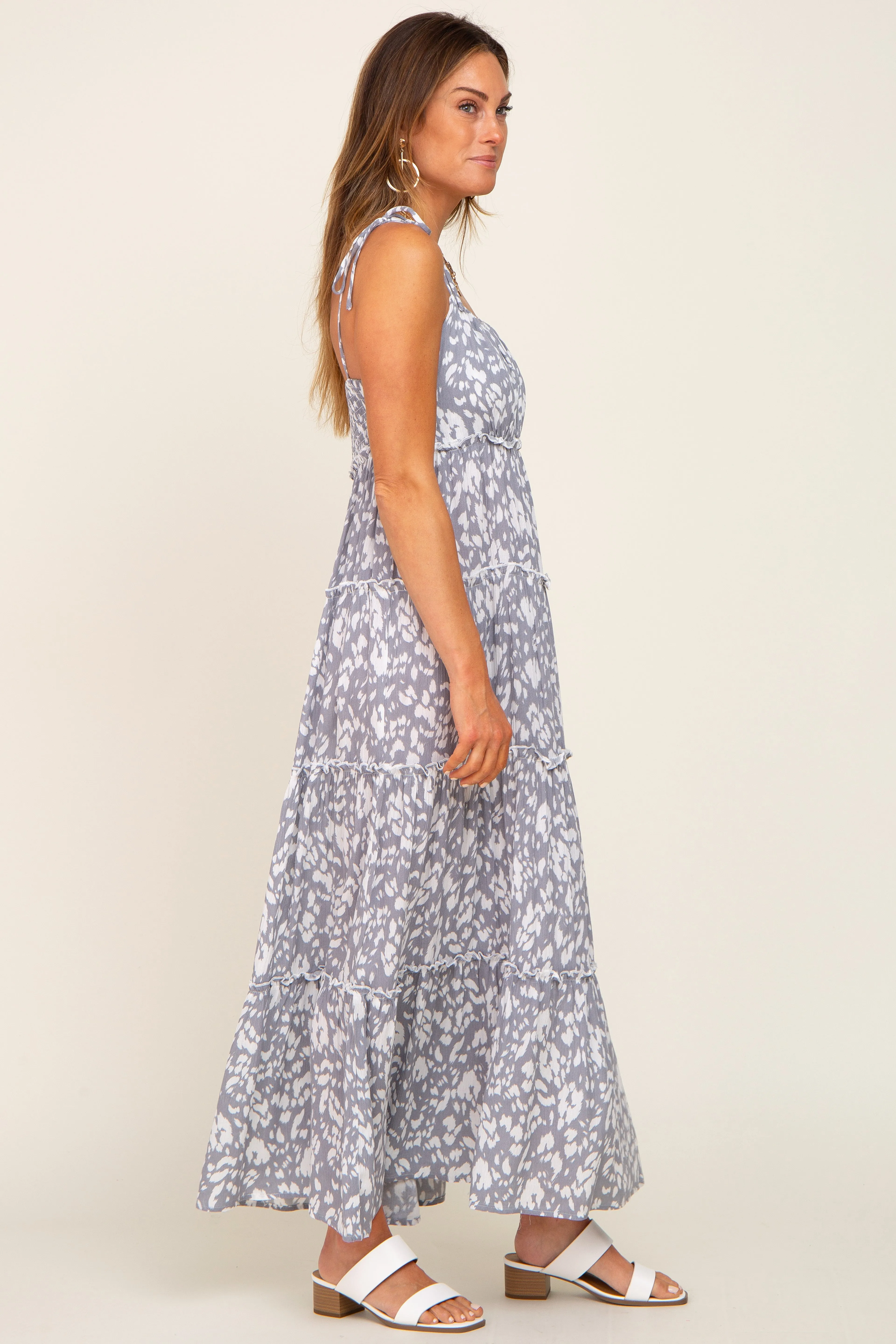 Grey Animal Print Tiered Maxi Dress sold by Pinkblush product image thumbnail 2