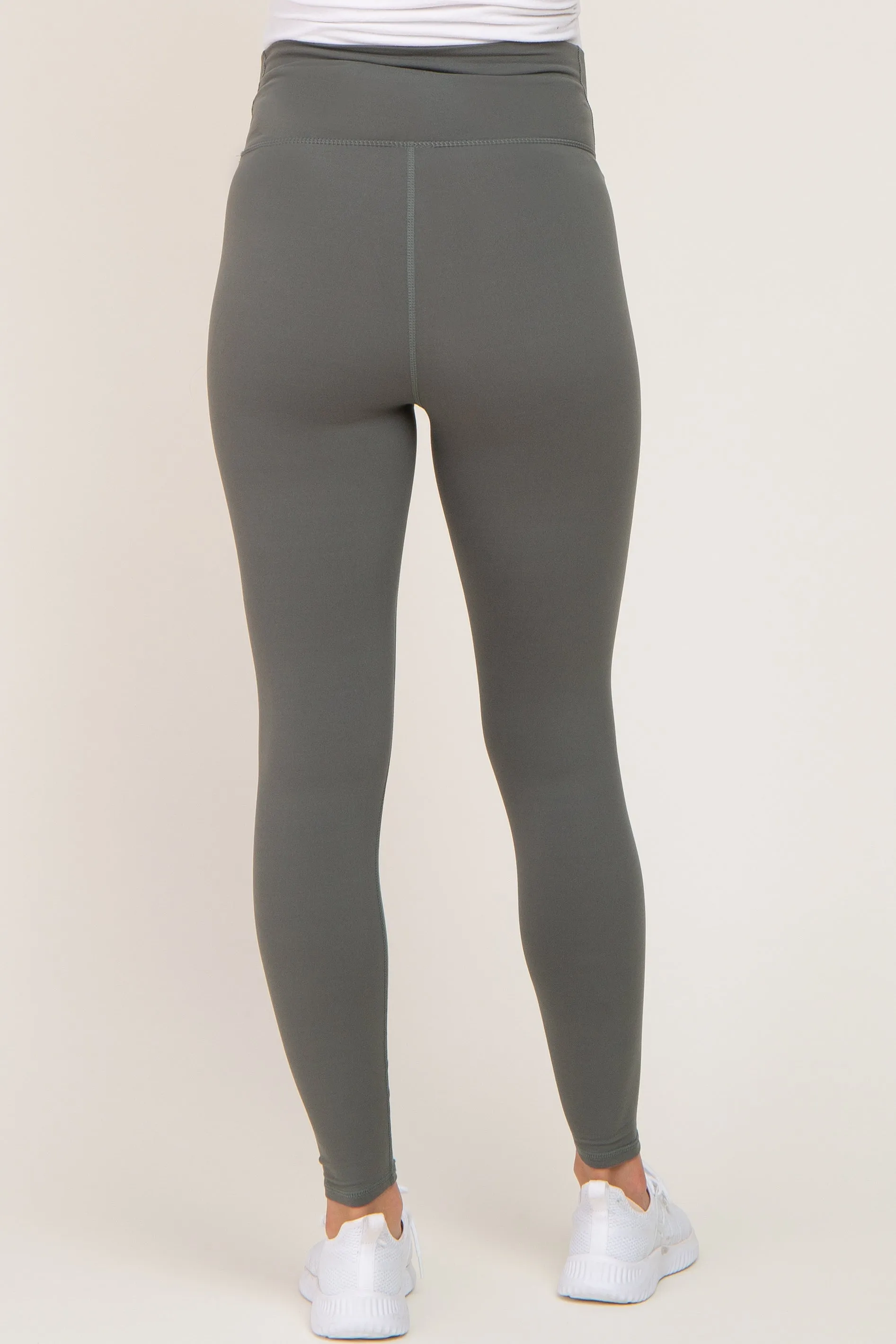 Light Olive Crossover Waist Maternity Leggings sold by Pinkblush product image thumbnail 4