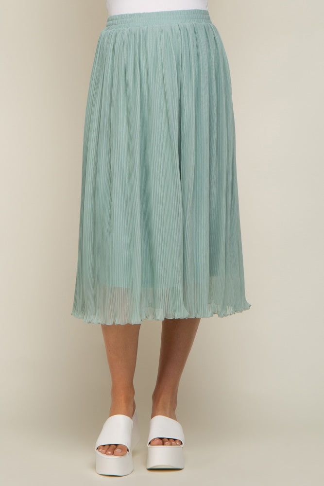 Mint Green Pleated Maternity Midi Skirt sold by Pinkblush product image thumbnail 2