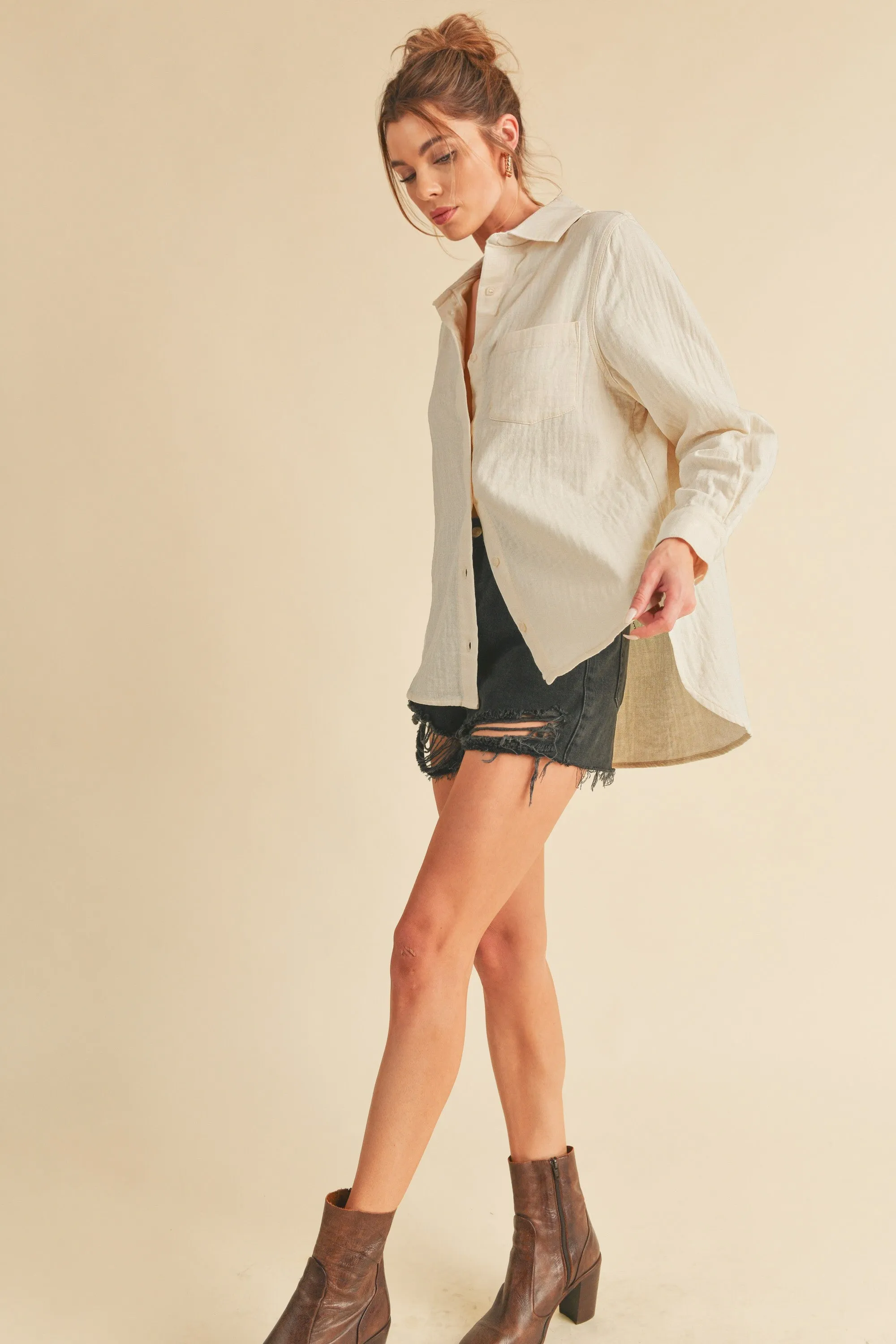 Bone Button Up Shirt sold by Pinkblush product image thumbnail 3