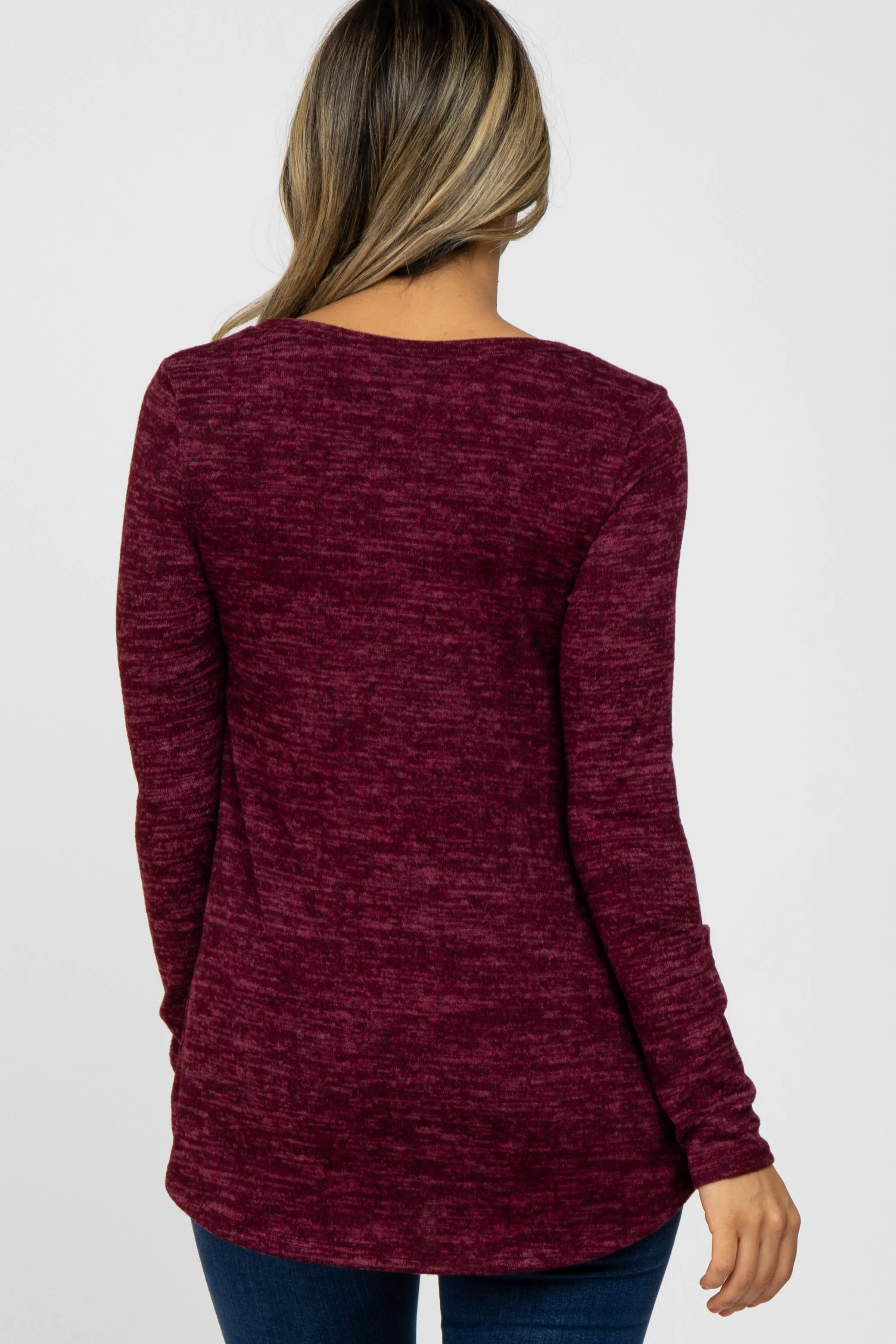 Burgundy Heather Knit Layered Front Nursing Top sold by Pinkblush product image thumbnail 4