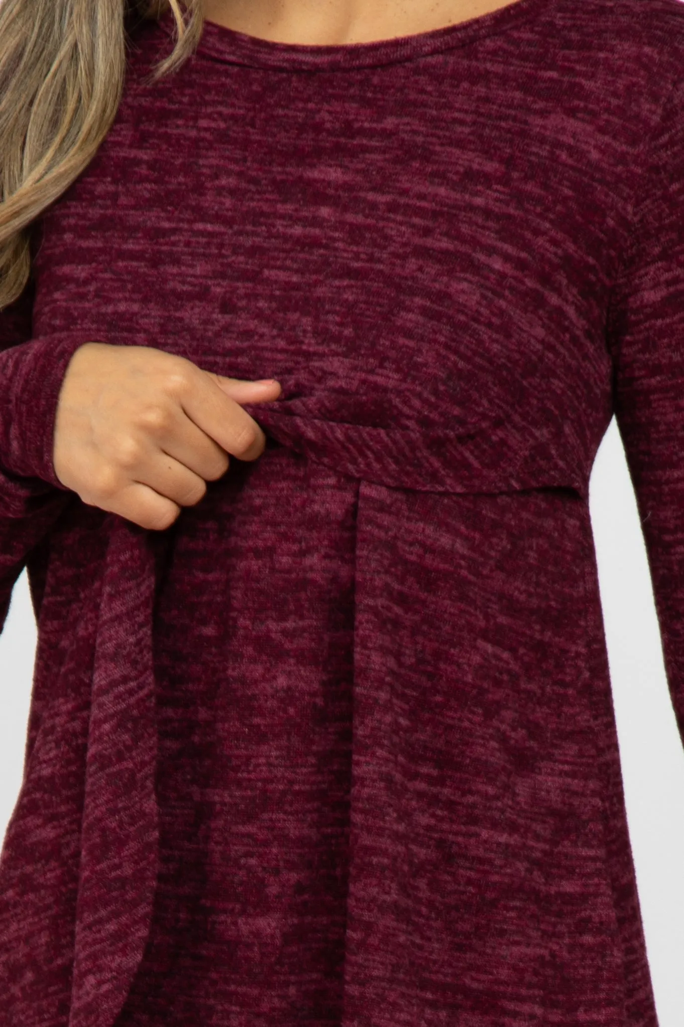Burgundy Heather Knit Layered Front Nursing Top sold by Pinkblush product image thumbnail 5