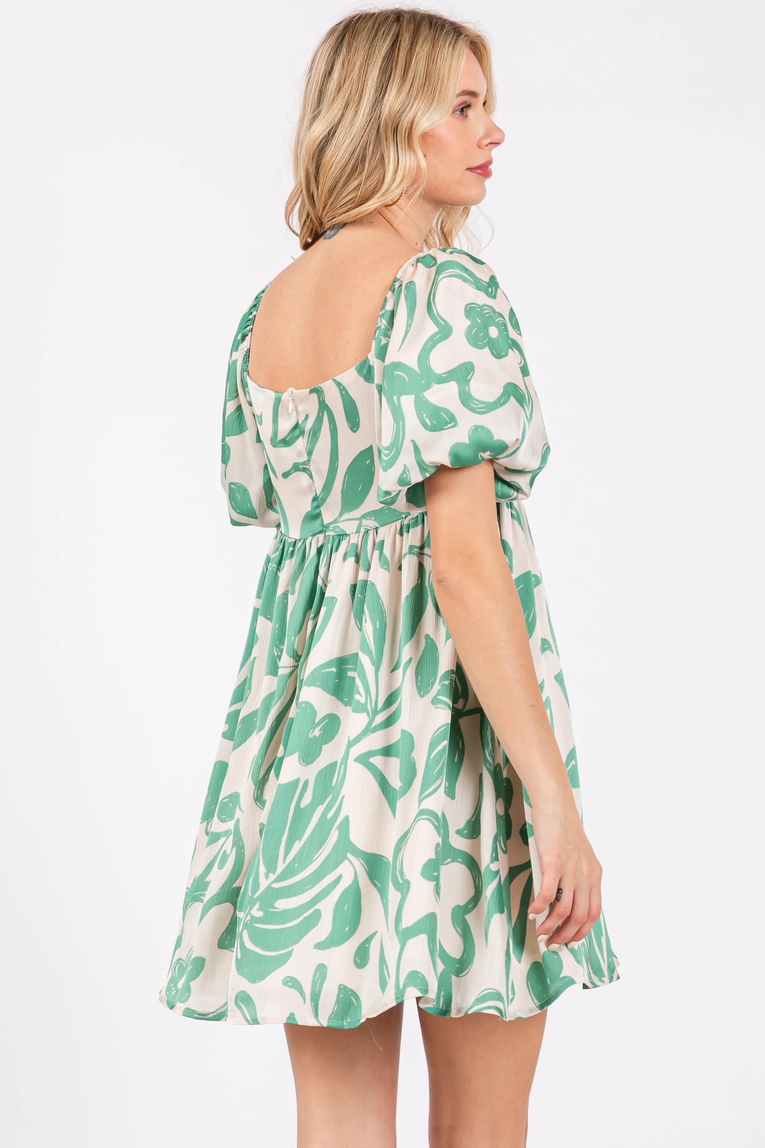 Jade Floral Puff Sleeve Dress sold by Pinkblush product image thumbnail 3