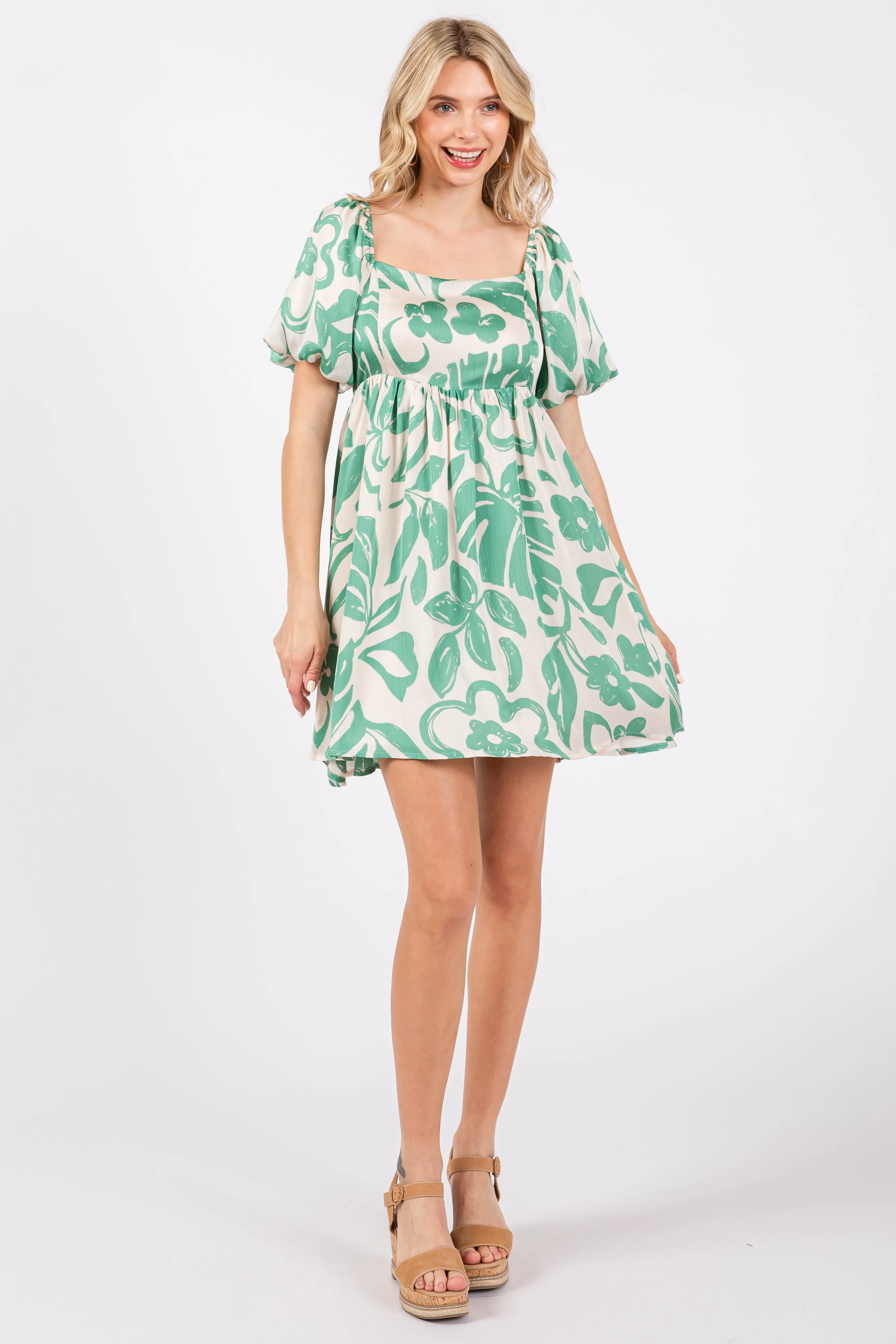 Jade Floral Puff Sleeve Dress sold by Pinkblush product image thumbnail 4