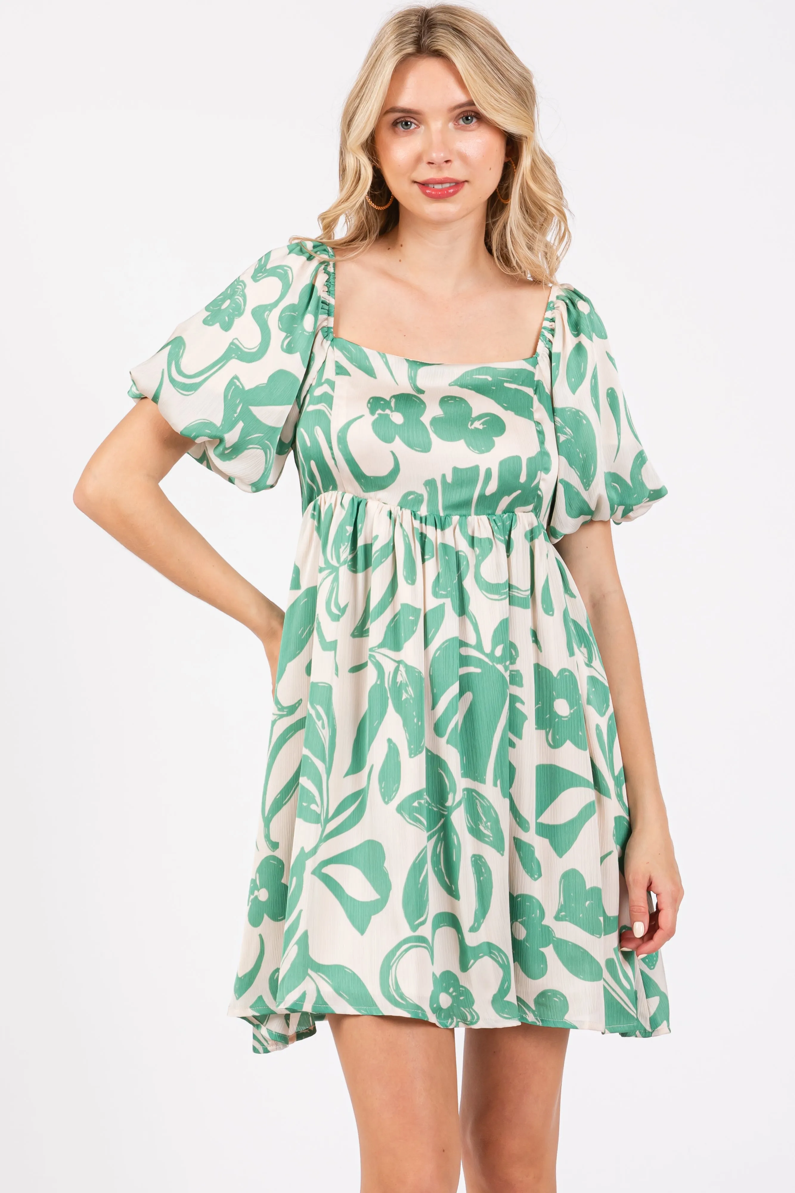 Jade Floral Puff Sleeve Dress sold by Pinkblush