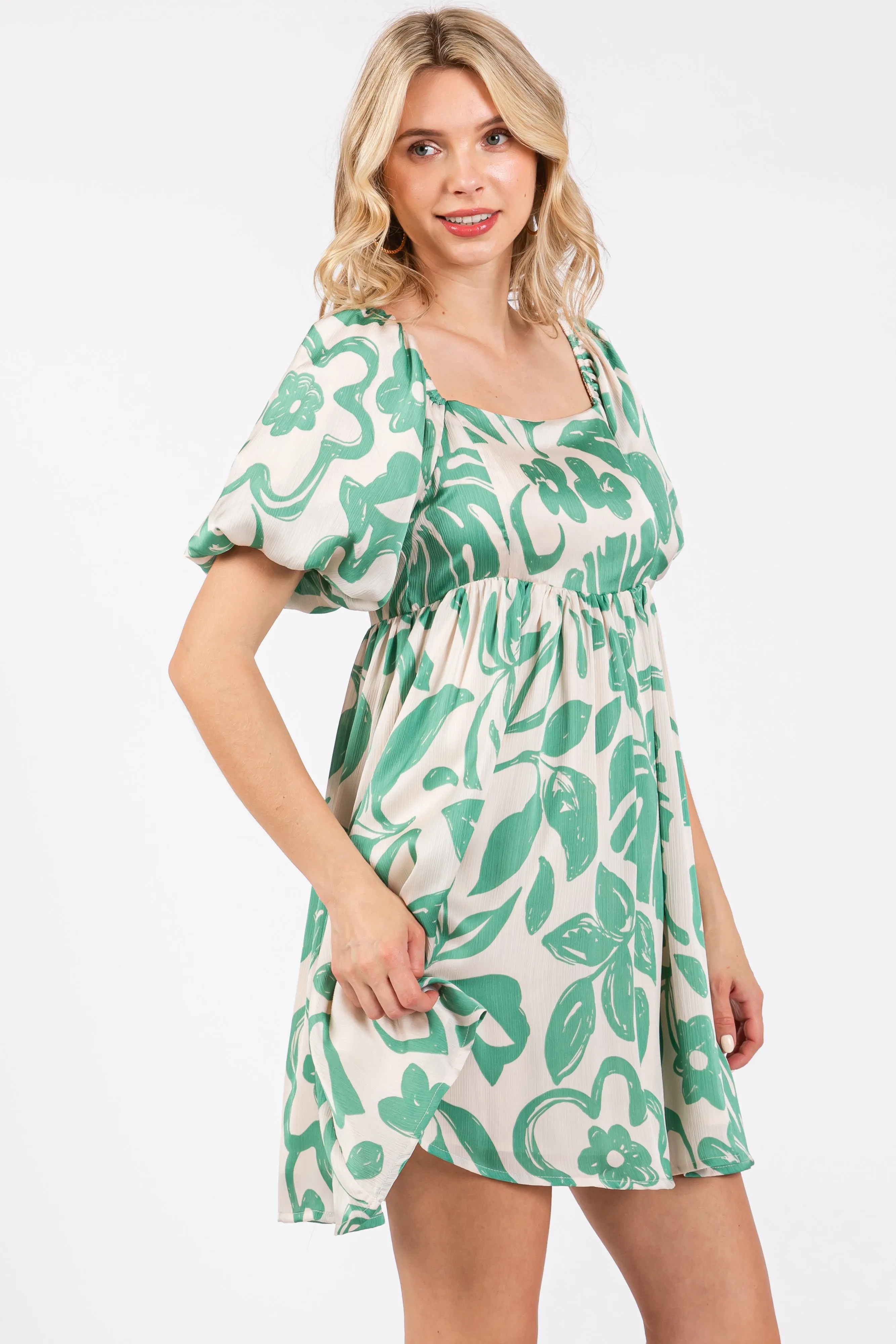 Jade Floral Puff Sleeve Dress sold by Pinkblush product image thumbnail 2