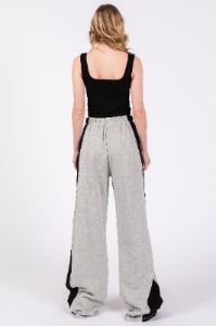 Heather Grey Contrast Side Wide Leg Fleece Lounge Pants sold by Pinkblush
