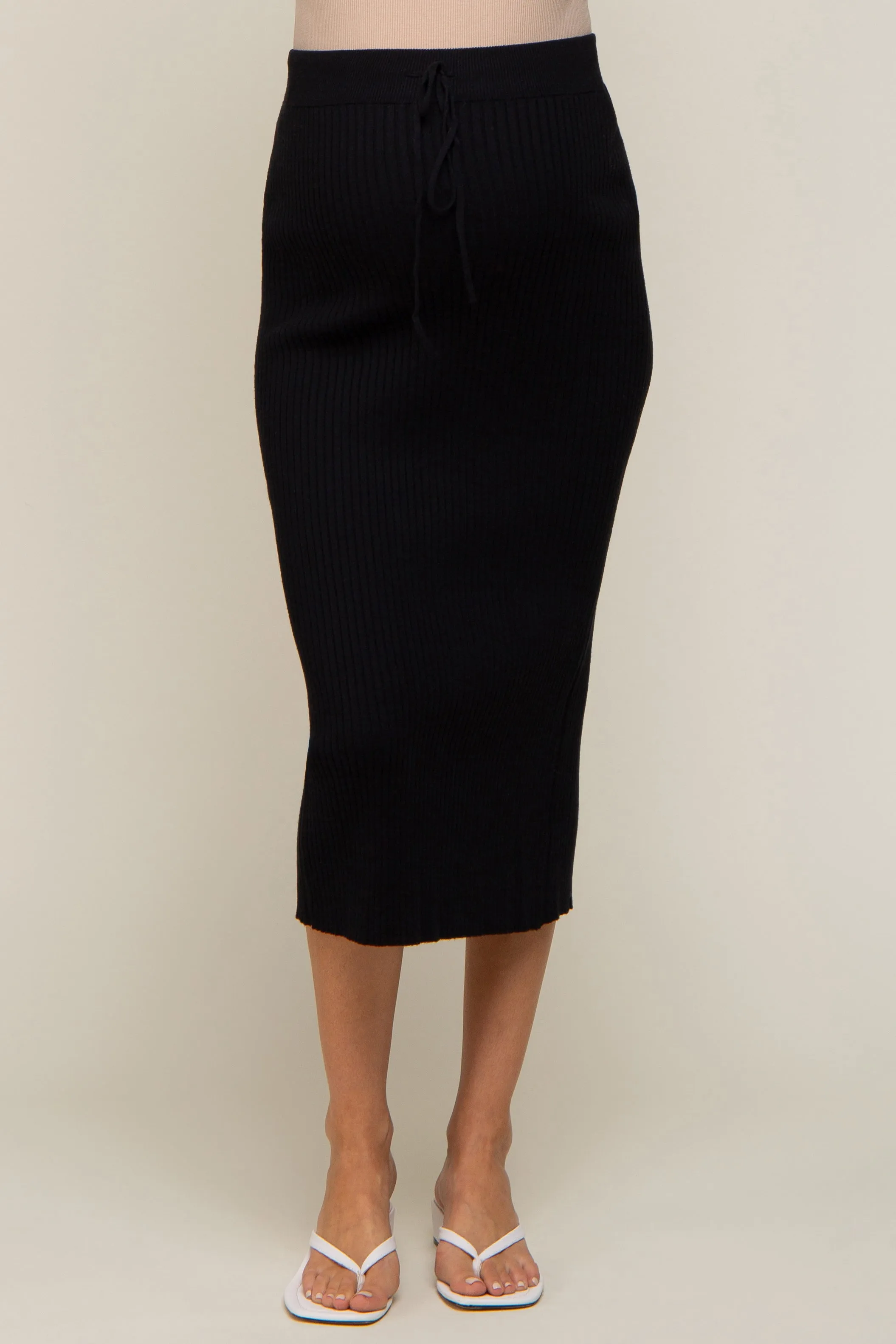Black Rib Knit Maternity Midi Skirt sold by Pinkblush product image thumbnail 3