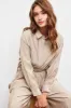 Ash Taupe Draw String Button Up Top sold by Pinkblush