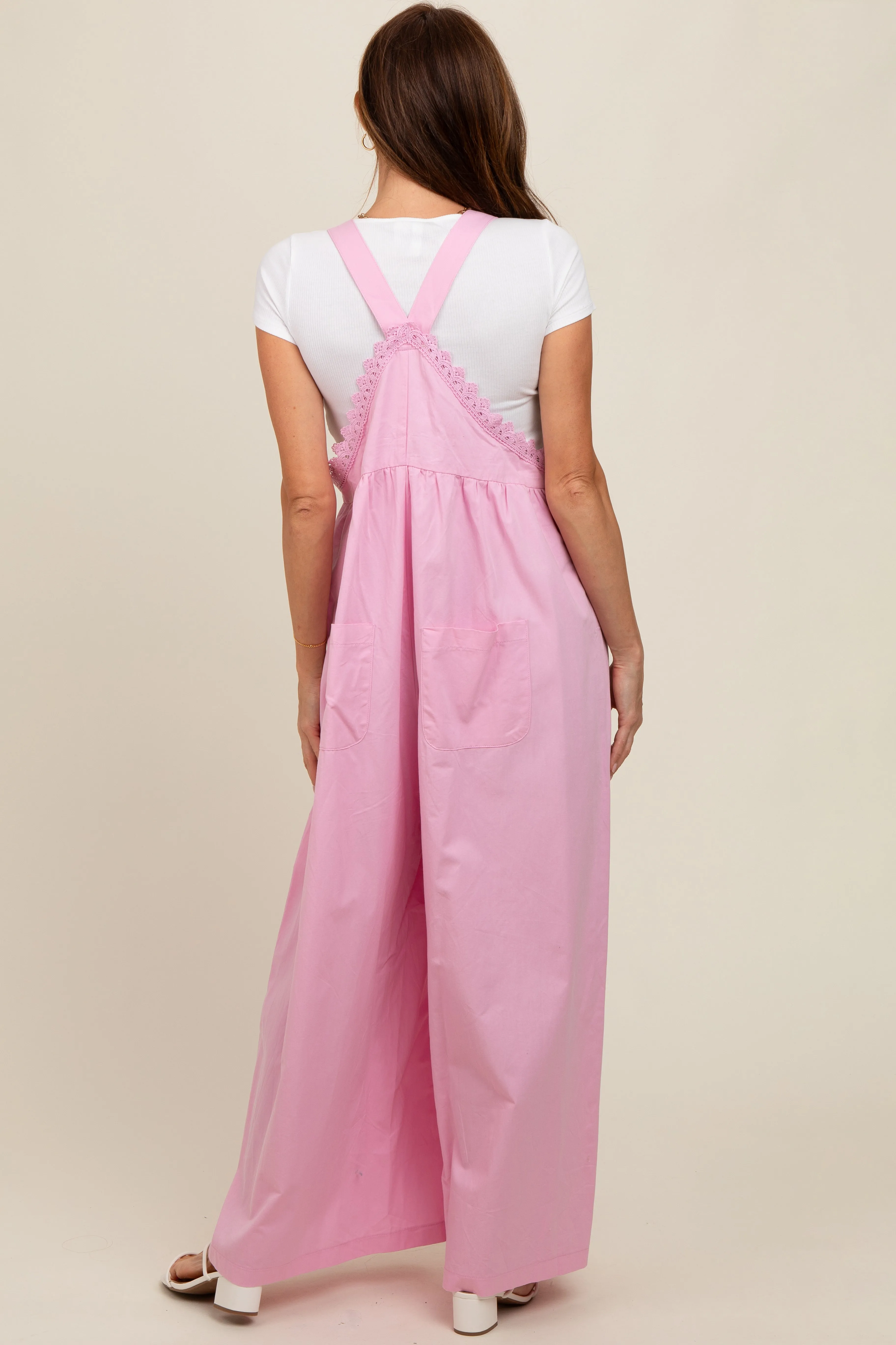 Light Pink Crochet Lace Trim Overalls sold by Pinkblush product image thumbnail 4