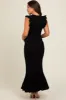 Black Ruffle Sleeve Mermaid Hem Maternity Midi Dress sold by Pinkblush