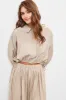 Ash Taupe Draw String Button Up Top sold by Pinkblush