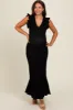 Black Ruffle Sleeve Mermaid Hem Maternity Midi Dress sold by Pinkblush