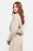 Ash Taupe Draw String Button Up Top sold by Pinkblush