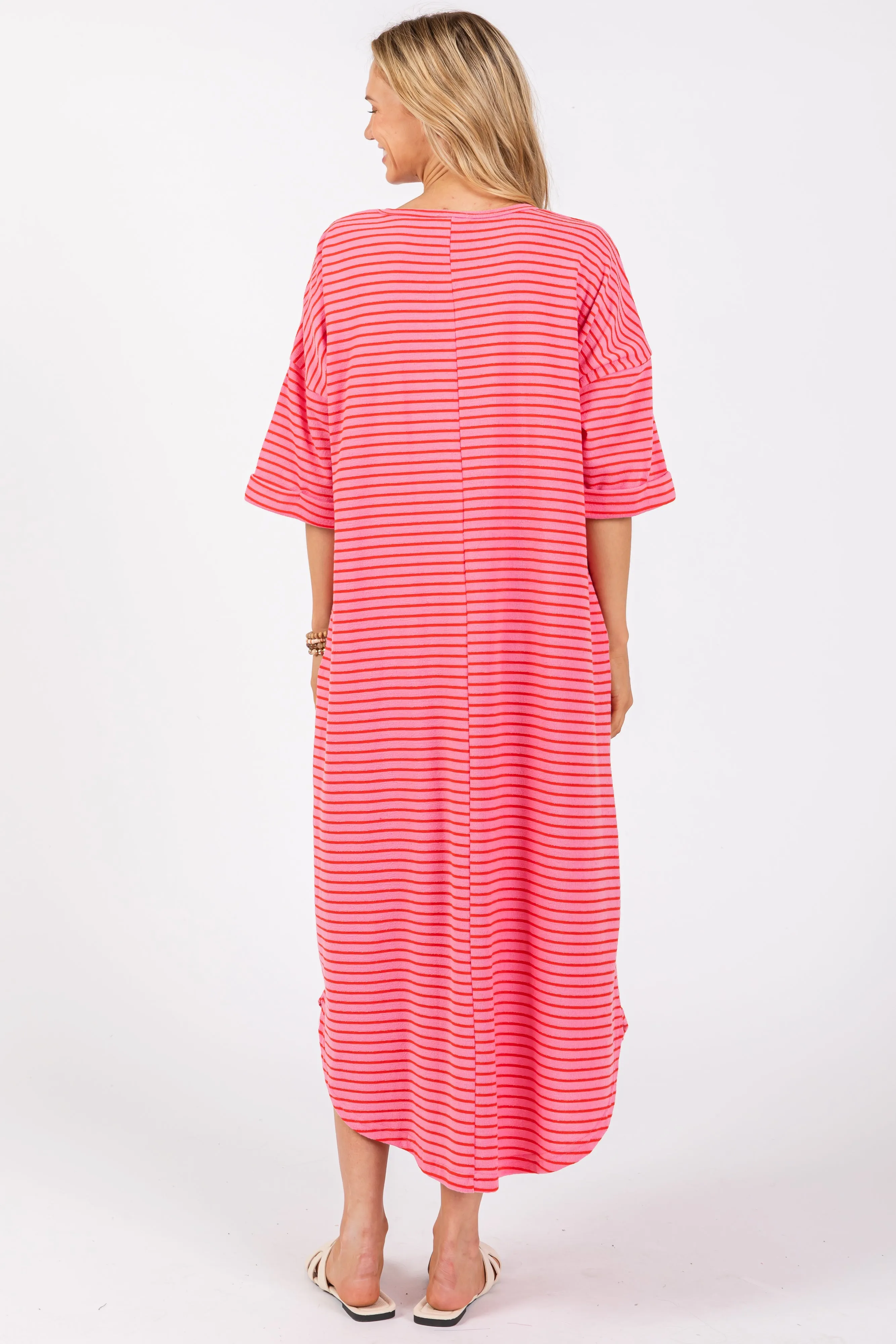 Fuchsia Striped Terry Maxi Dress sold by Pinkblush product image thumbnail 3