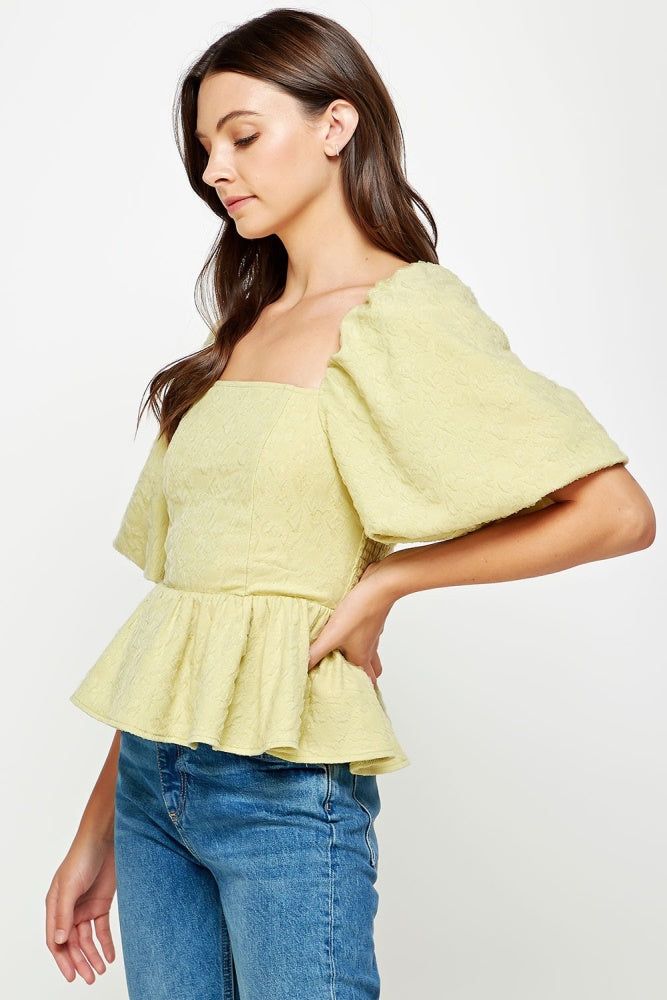 Mint Balloon Sleeve Jacquard Top sold by Pinkblush product image thumbnail 2