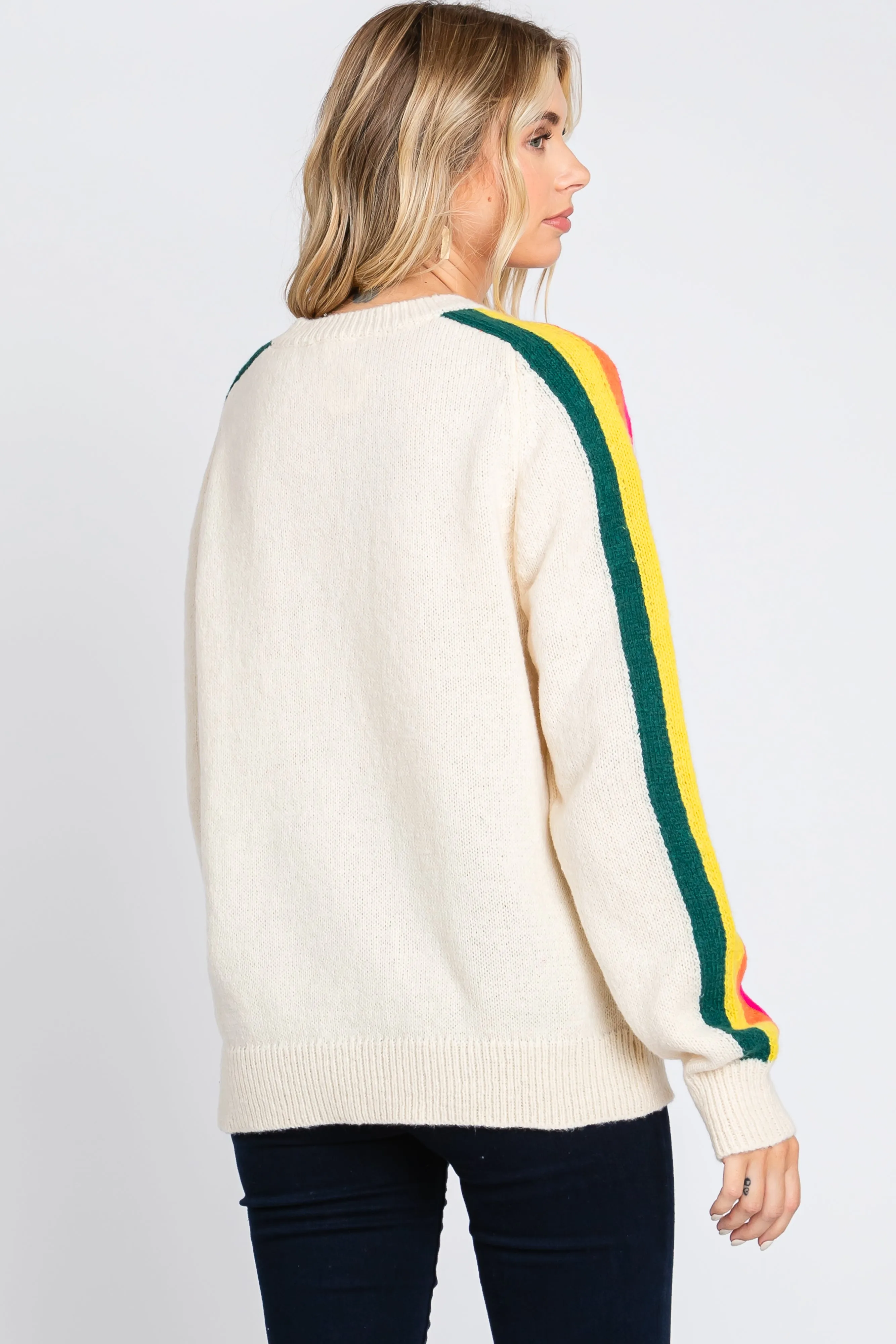 Ivory Multicolor Striped Sleeve Sweater sold by Pinkblush product image thumbnail 3