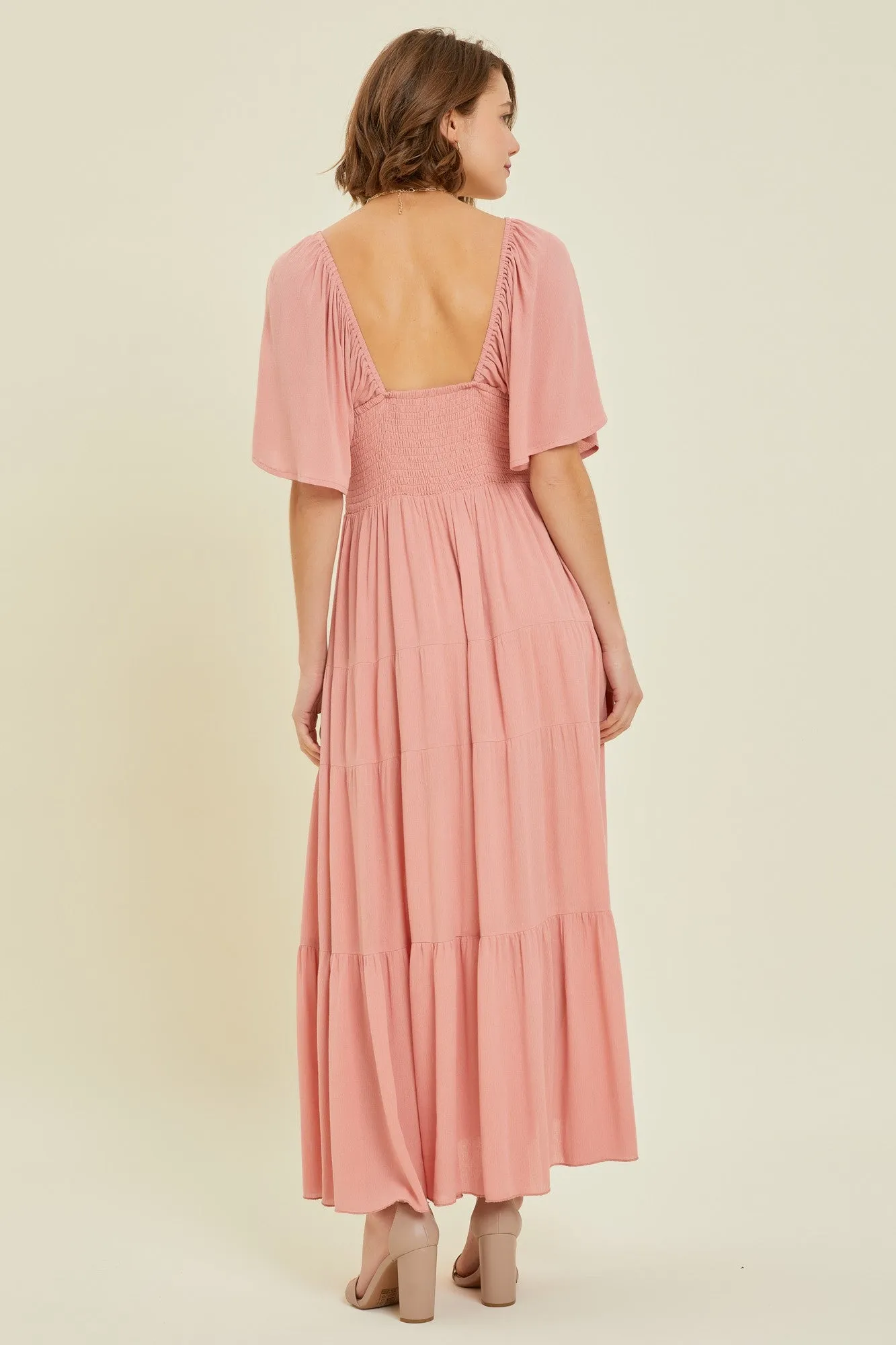 Rose Smocked Gauze Tiered Ruffle Maxi Dress sold by Pinkblush product image thumbnail 3