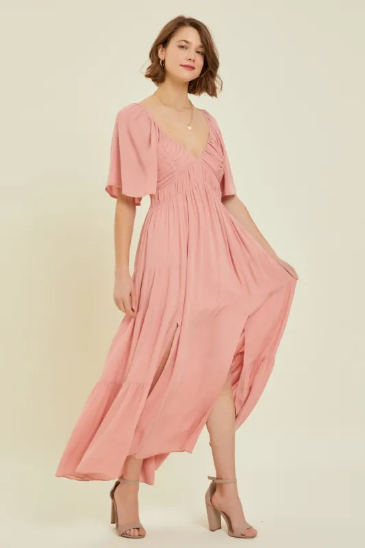Rose Smocked Gauze Tiered Ruffle Maxi Dress sold by Pinkblush